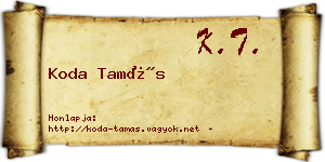 Koda Tamás névjegykártya